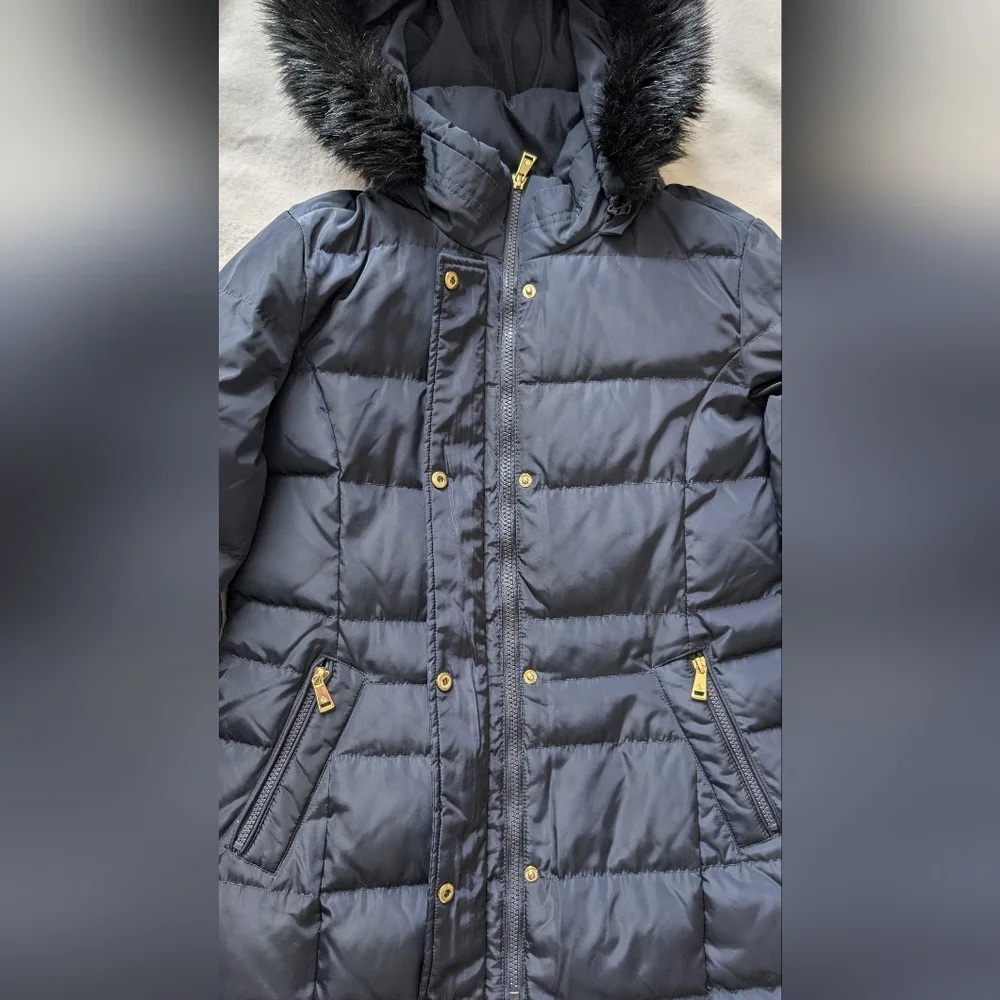 Lauren Ralph Lauren Women's Down Parka Coat Hooded Zip Front Navy Blue Size S - Picture 7 of 16